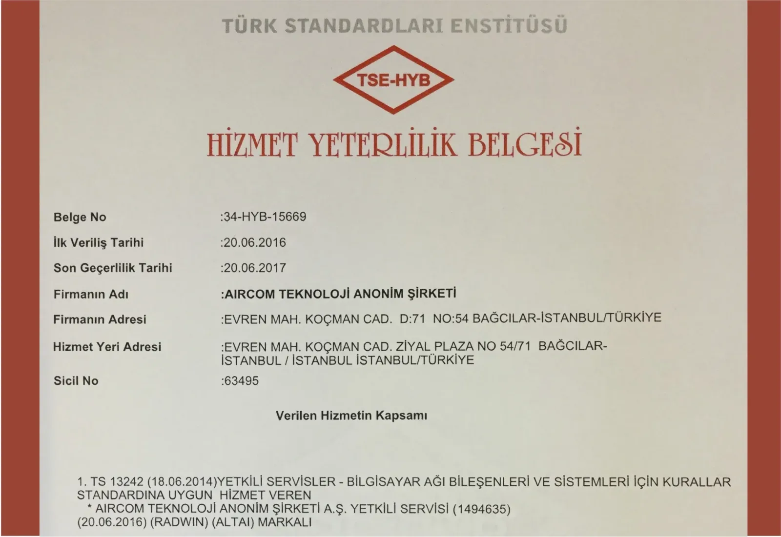 AirCom Technology's Service Quality is Approved by TSE!